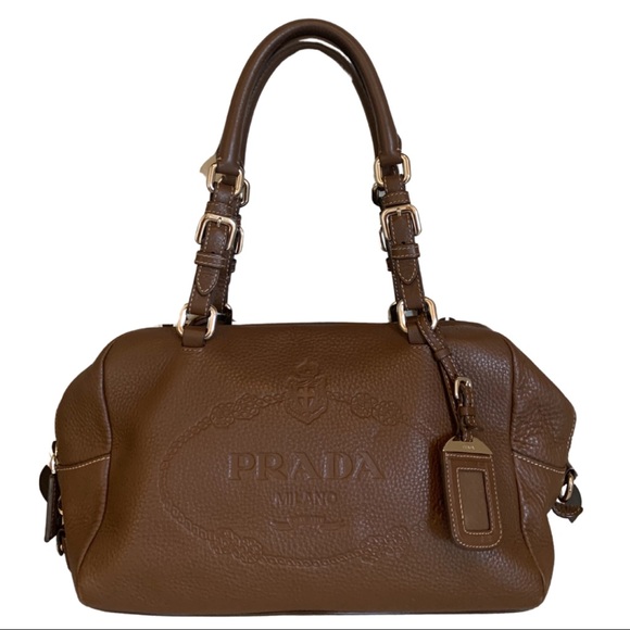 Handbags - Prada Boston Leather Bag BR3091 - Tobacco …